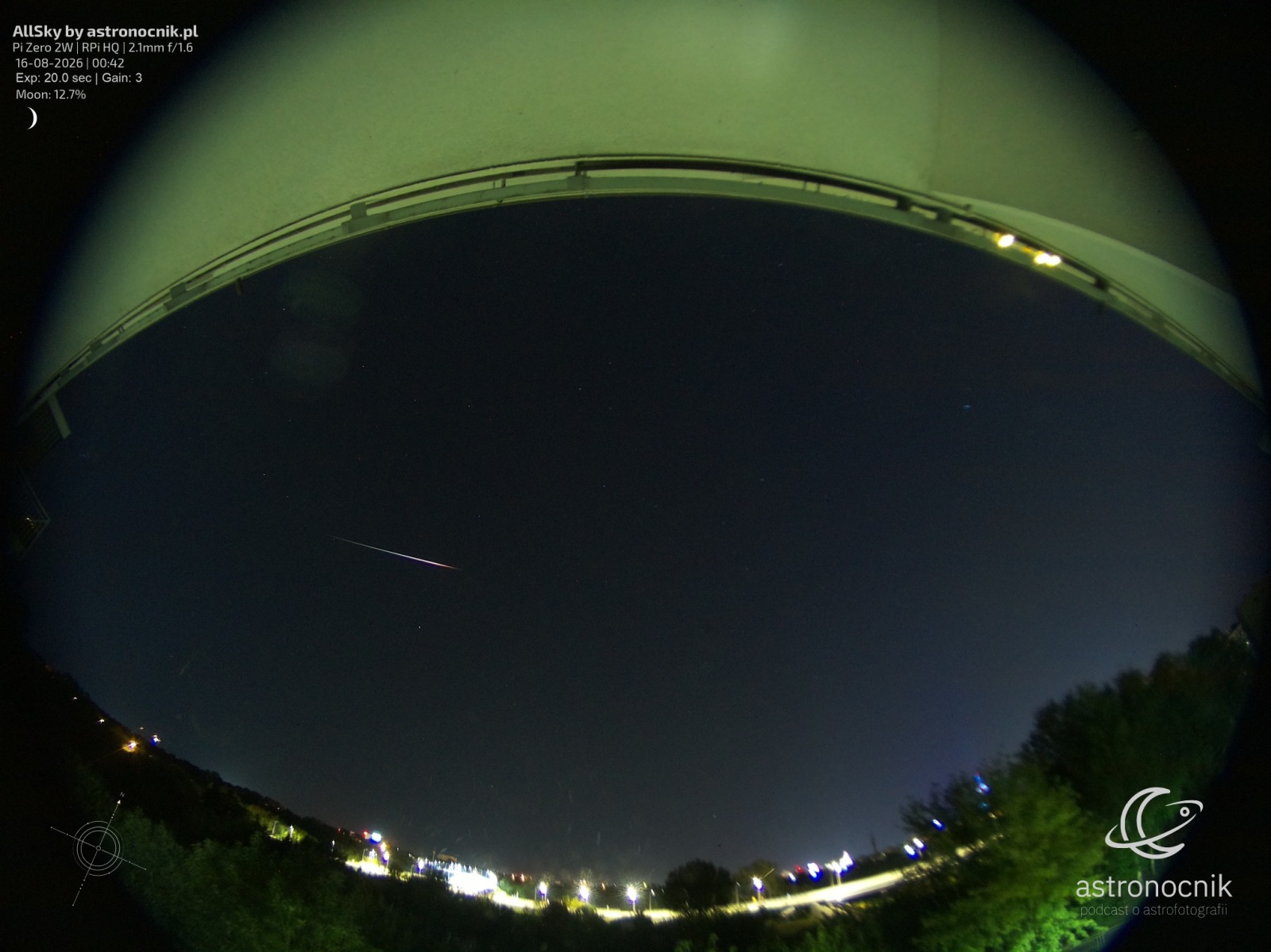 Meteor zarejestrowany przez kamerę AllSky nad Rzeszowem